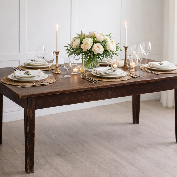 Antique Rustic Burgundian Dining Table
