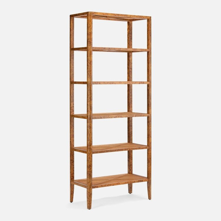 Amara Bookcase - Poplar Burl & Cane
