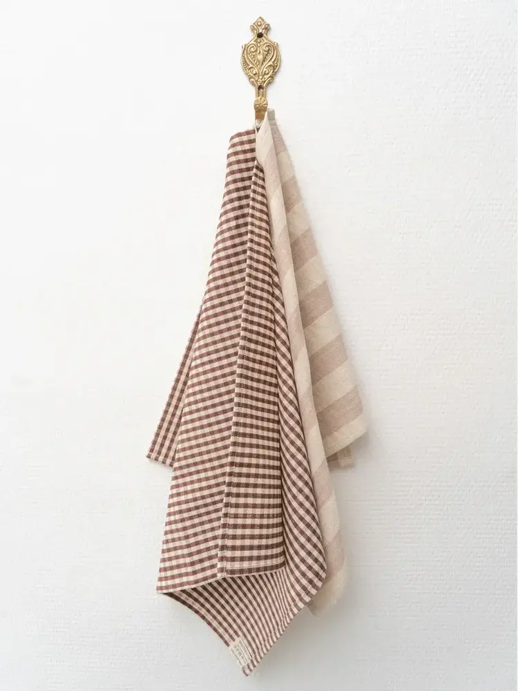 Brown Gingham Cotton Dishtowel