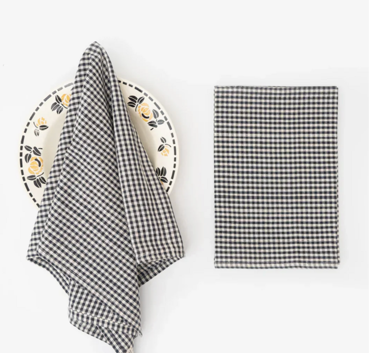 Black Gingham Cotton Dishtowel