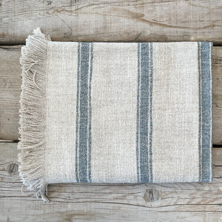 Dalton Belgian Blanket - Light Blue Stripe