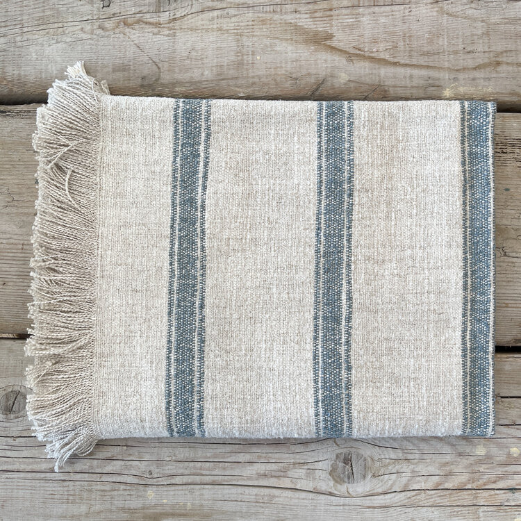 Dalton Belgian Blanket - Light Blue Stripe