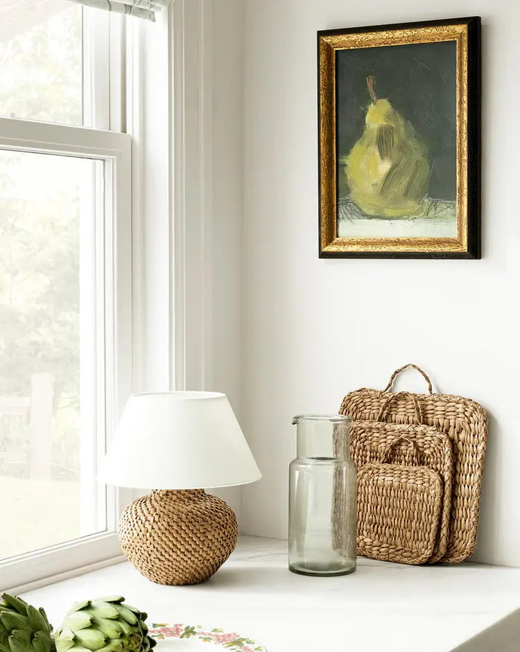 Avedon Cordless Rattan Lamp by Visual Comfort