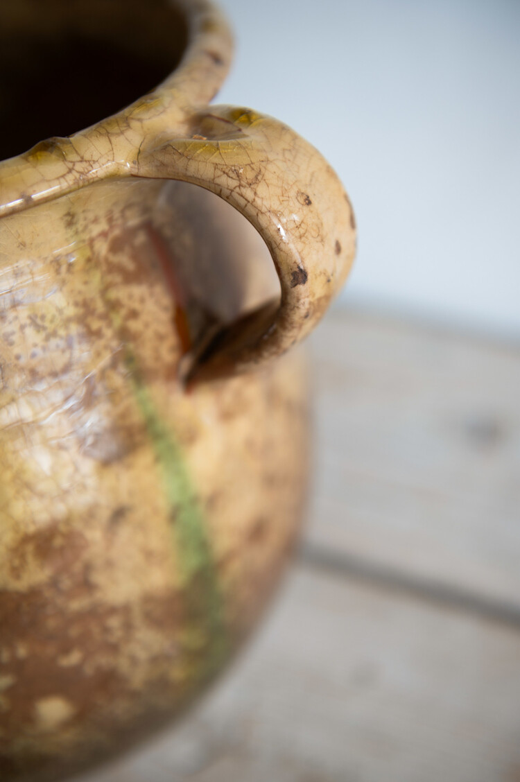 18th Century French Yellow Glazed Biot Pot