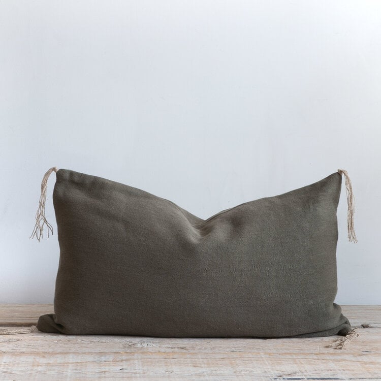 Bérengère Leroy Capri Linen Cushion - Kaki