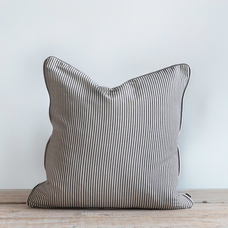 Oswin Cushion - Charcoal & White Stripe