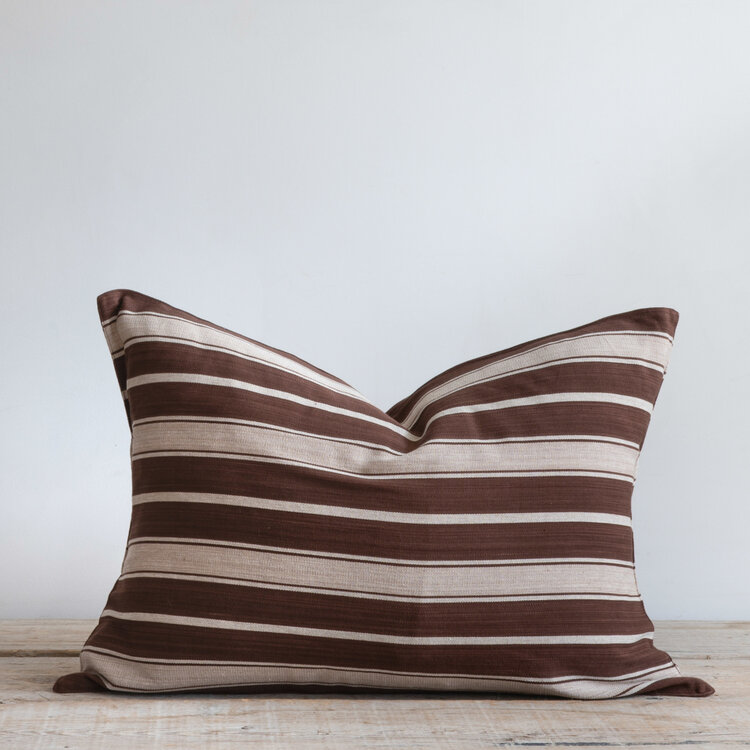 Brown & Ecru Stripe Cushion