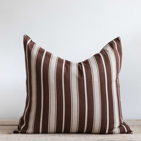 Brown & Ecru Stripe Cushion