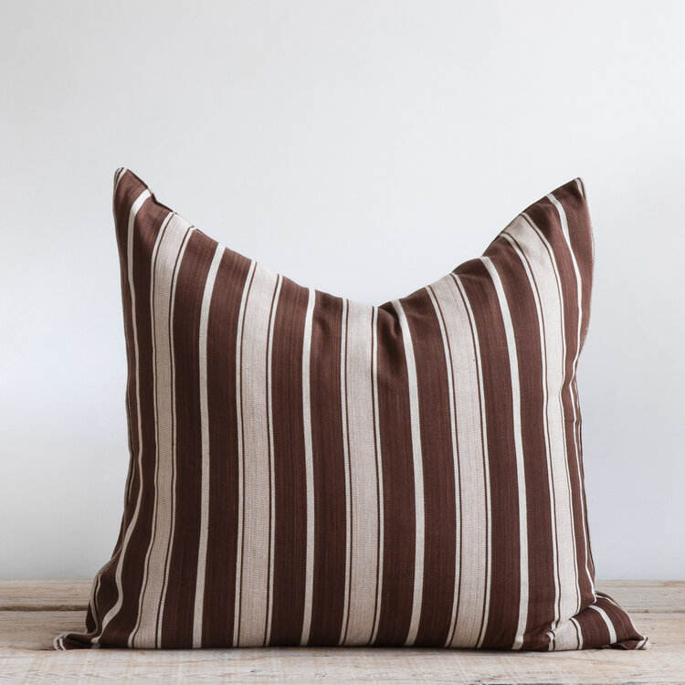 Brown & Ecru Stripe Cushion