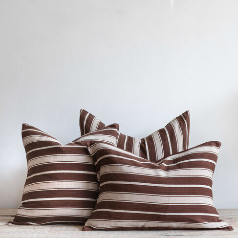 Brown & Ecru Stripe Cushion