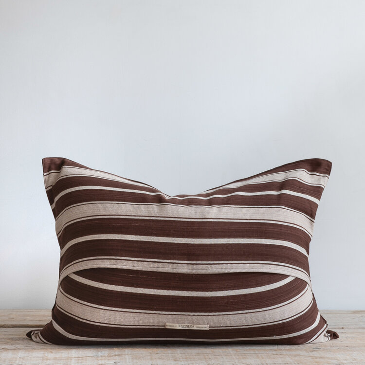 Brown & Ecru Stripe Cushion