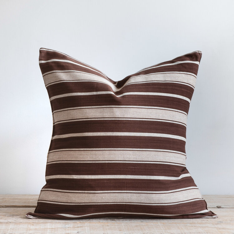 Brown & Ecru Stripe Cushion