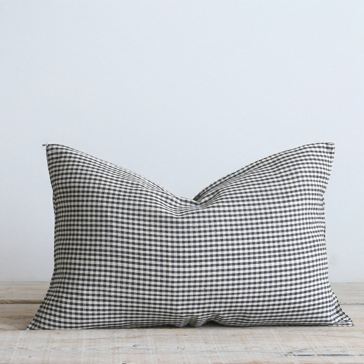 Black Cotton Gingham Cushion