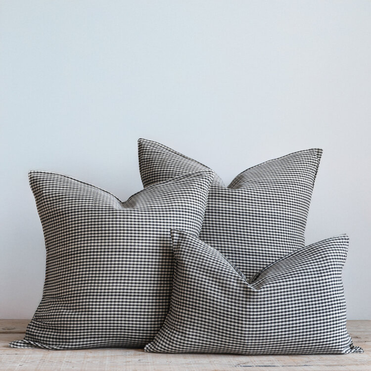 Black Cotton Gingham Cushion