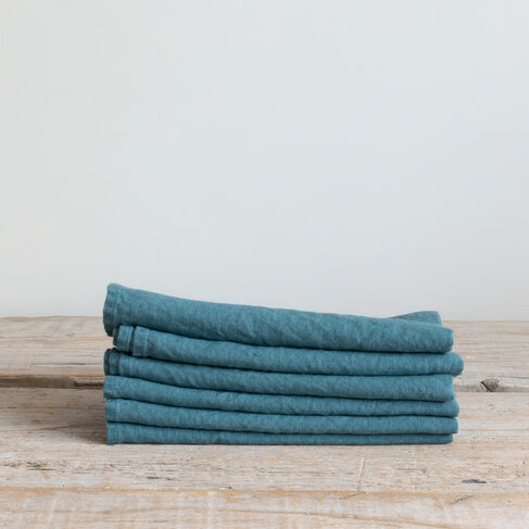 French Linen Napkins in Ocean Blue (set of 6)