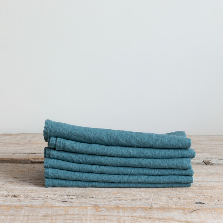 French Linen Napkins in Ocean Blue (set of 6)