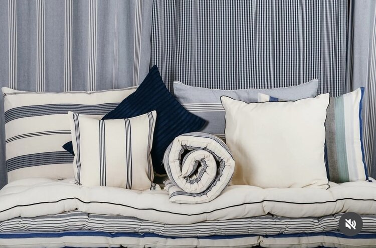 Blue Marine Stripe Lumbar Cushion