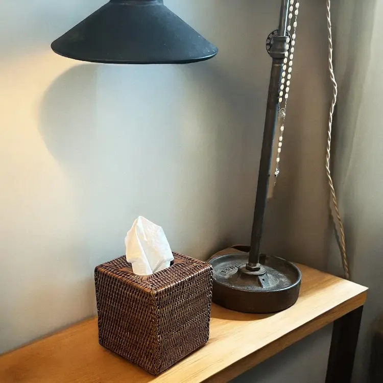Square Rattan Tissue Box