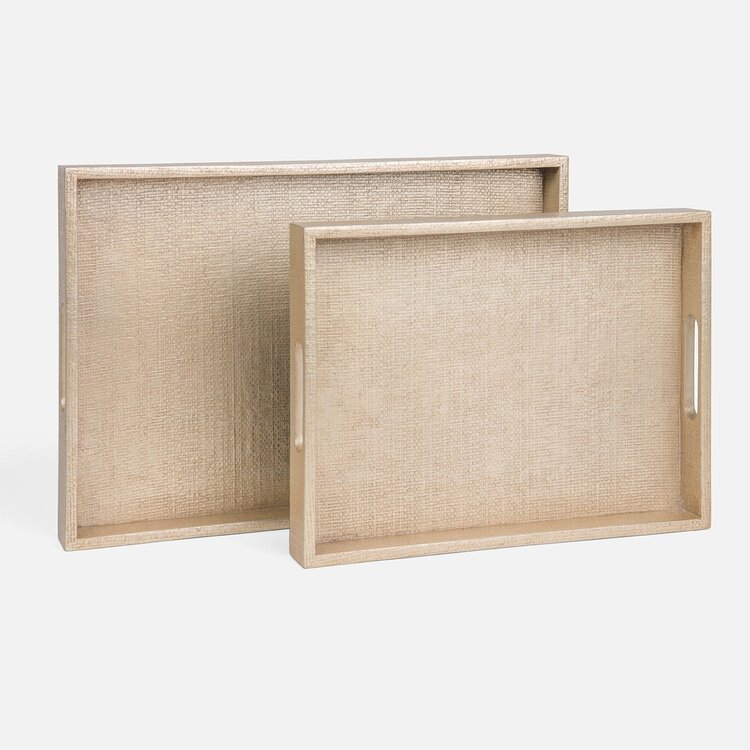 Sutton Raffia Tray Set of 2 Champagne or Off-white