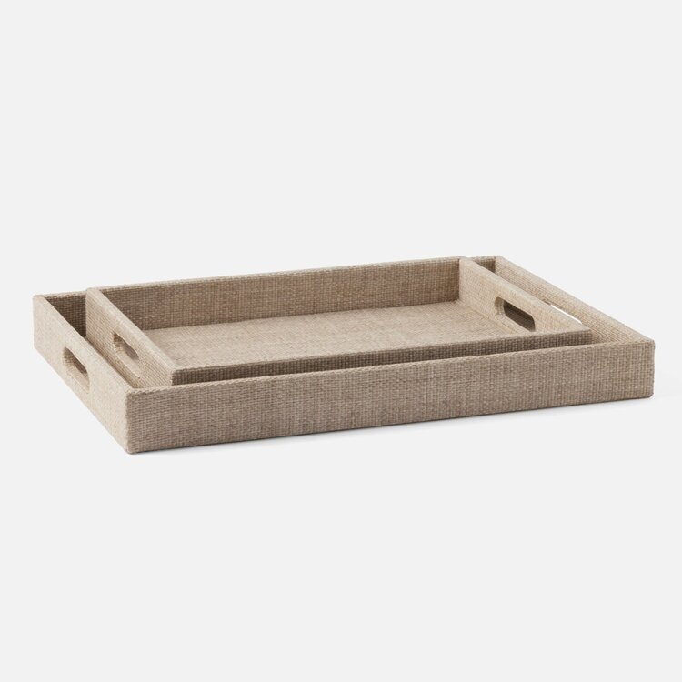 Valeria Raffia Tray Set - Set of 2