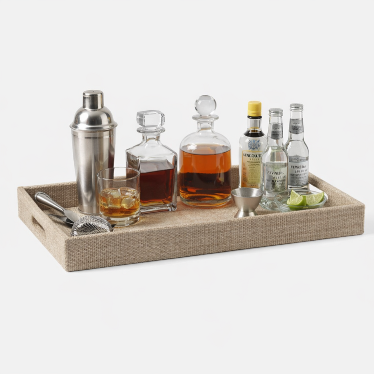 Valeria Raffia Tray Set - Set of 2