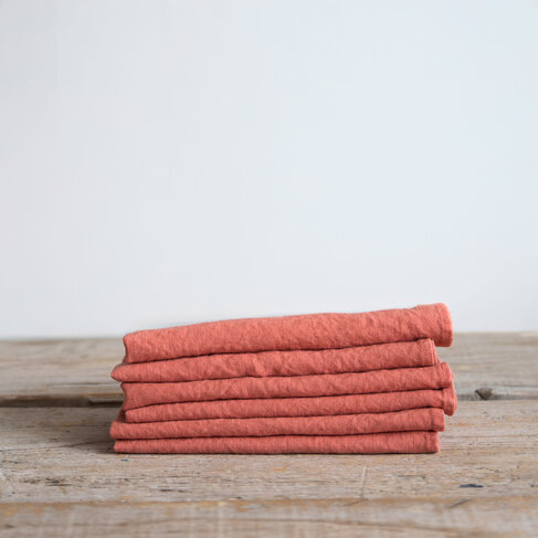 French Linen Napkins in Peach (set of 6)