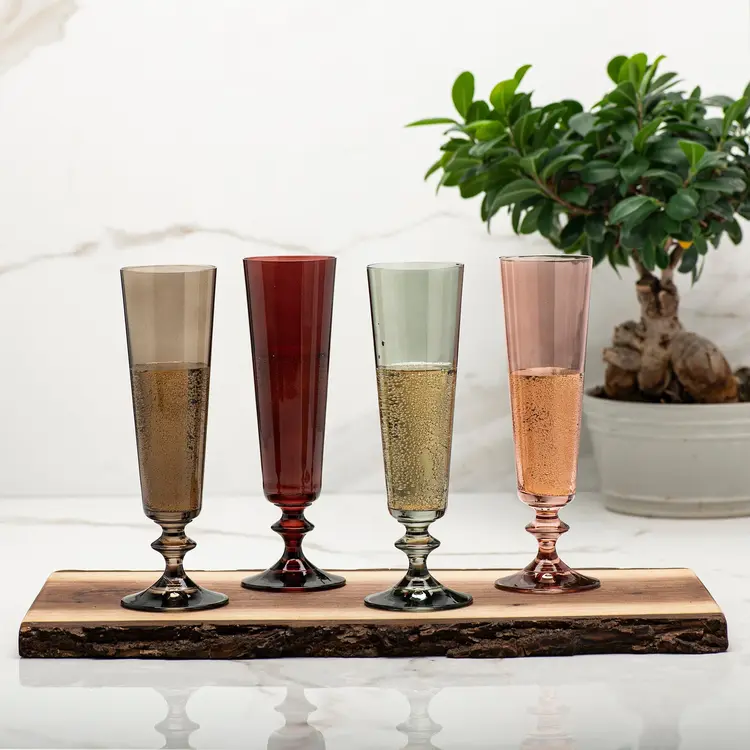 Bella Champagne Flute in Sunset Rose