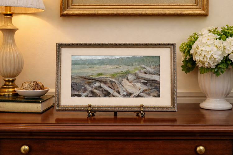 'Bamfield Log Jumble' painting by Maria Josenhans
