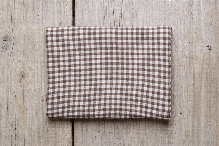Brown Gingham French Linen Tablecloth