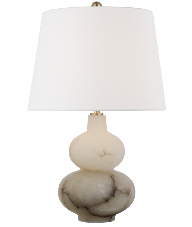 Ciccio Alabaster Table Lamp w/ Linen Shade Medium