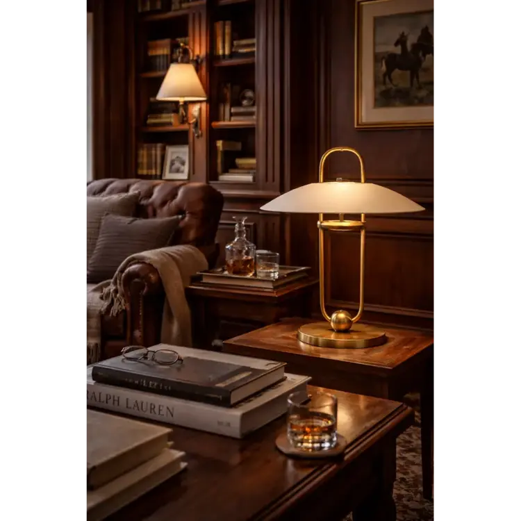 Cara Sculpted Table Lamp in Brass