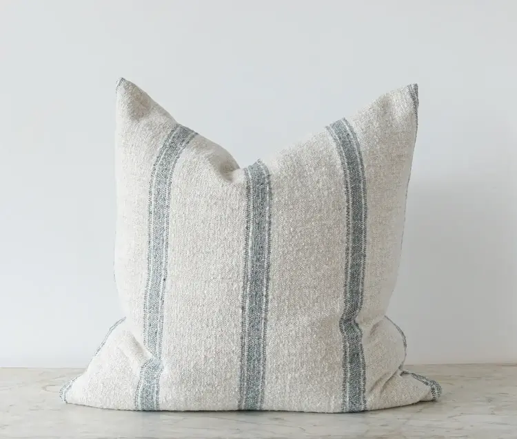 Dalton Pillow in Natural & Light Blue Stripe