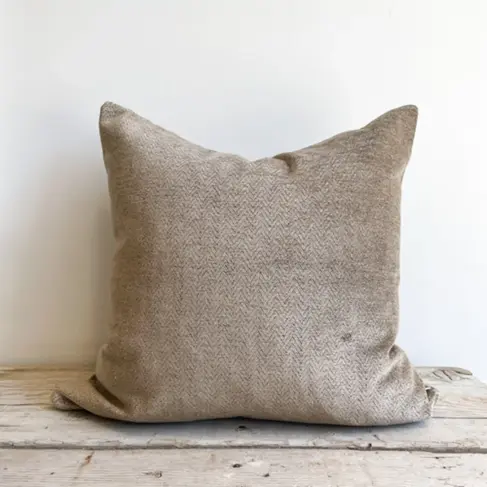 Beckett Herringbone Velvet Cushion in Amber 24"