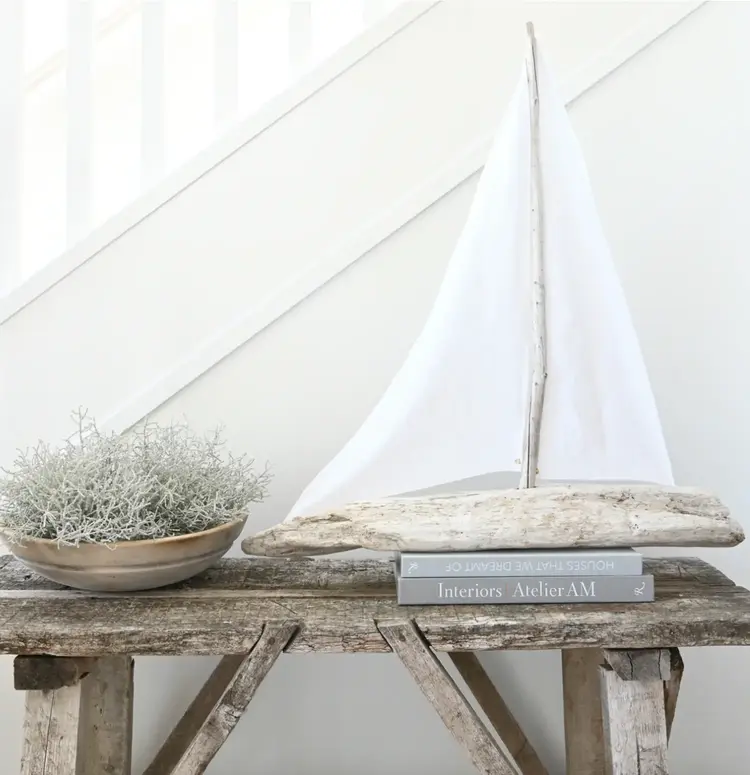 "Doldrums"  Handmade Driftwood Sailboat