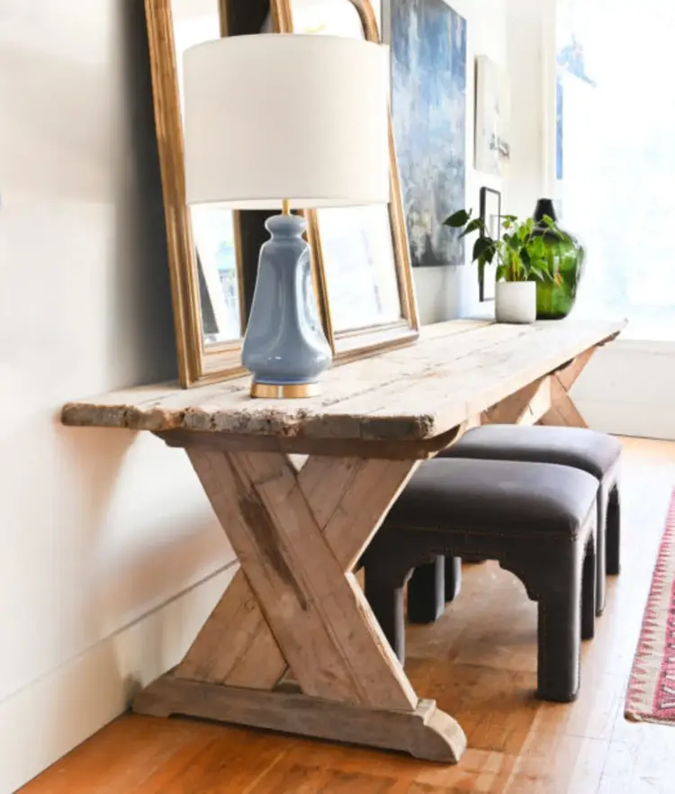 Farmhouse Dining Table or Console Crafted From 19th Century Timbers