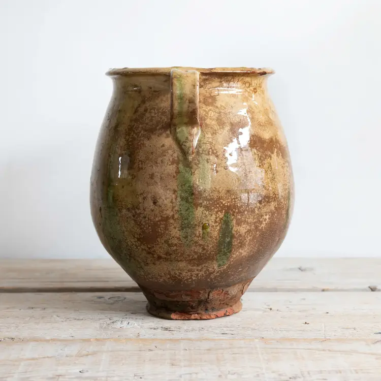 Antique French Biot Olive Jar - 18th Century Yellow Glazed Terracotta Vessel