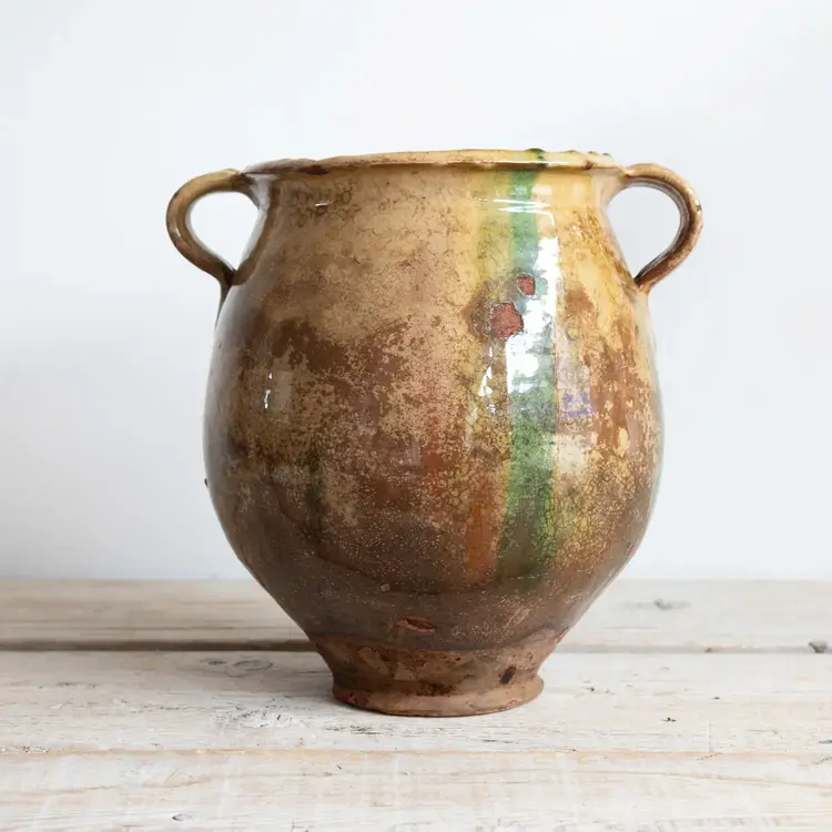 Antique French Biot Olive Jar - 18th Century Yellow Glazed Terracotta Vessel