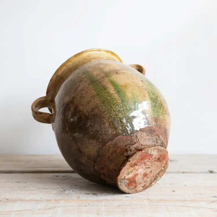 Antique French Biot Olive Jar - 18th Century Yellow Glazed Terracotta Vessel