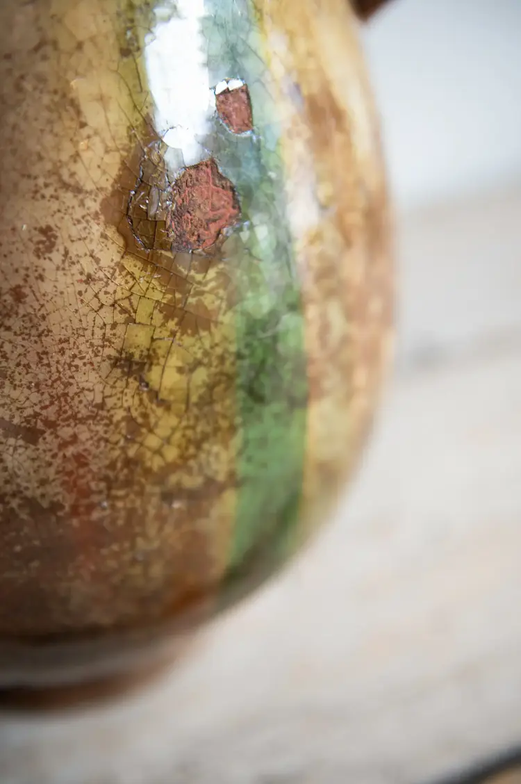 Antique French Biot Olive Jar - 18th Century Yellow Glazed Terracotta Vessel