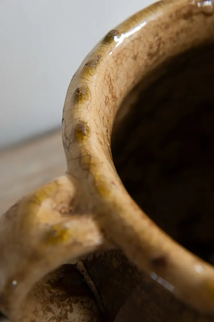 Antique French Biot Olive Jar - 18th Century Yellow Glazed Terracotta Vessel