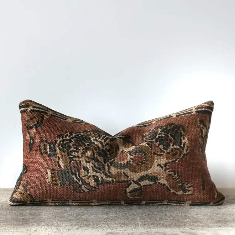 Zoffany Tibetan Tiger Stripe Russet cushion