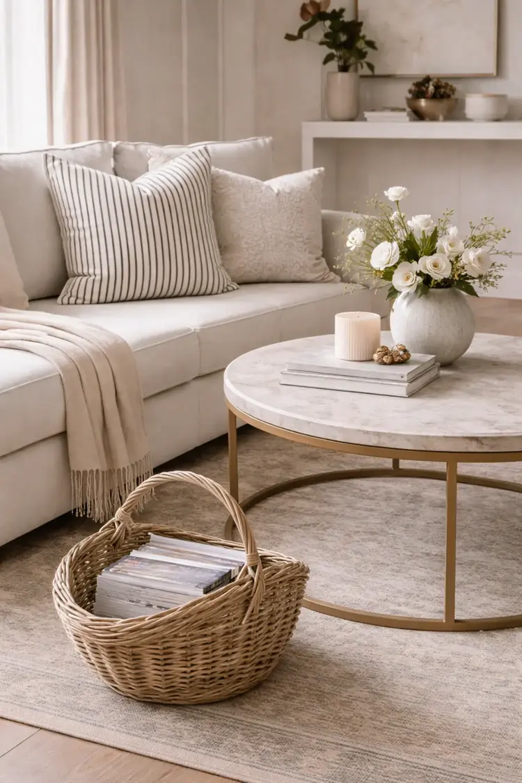 Oval Grey Rattan Basket with High Sides & Overhandle