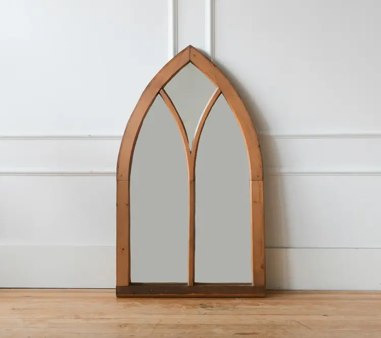 Antique Gothic Pine Mirror