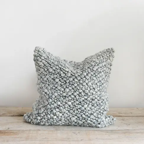 Angora Kaz Cushion in Blue Grey 22x22"