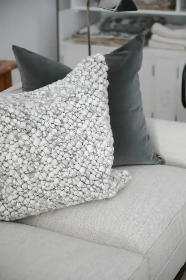Angora Feather Grey Wool Cushion