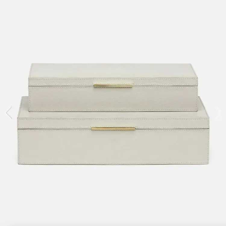 Ralston Leather Box in Light Grey