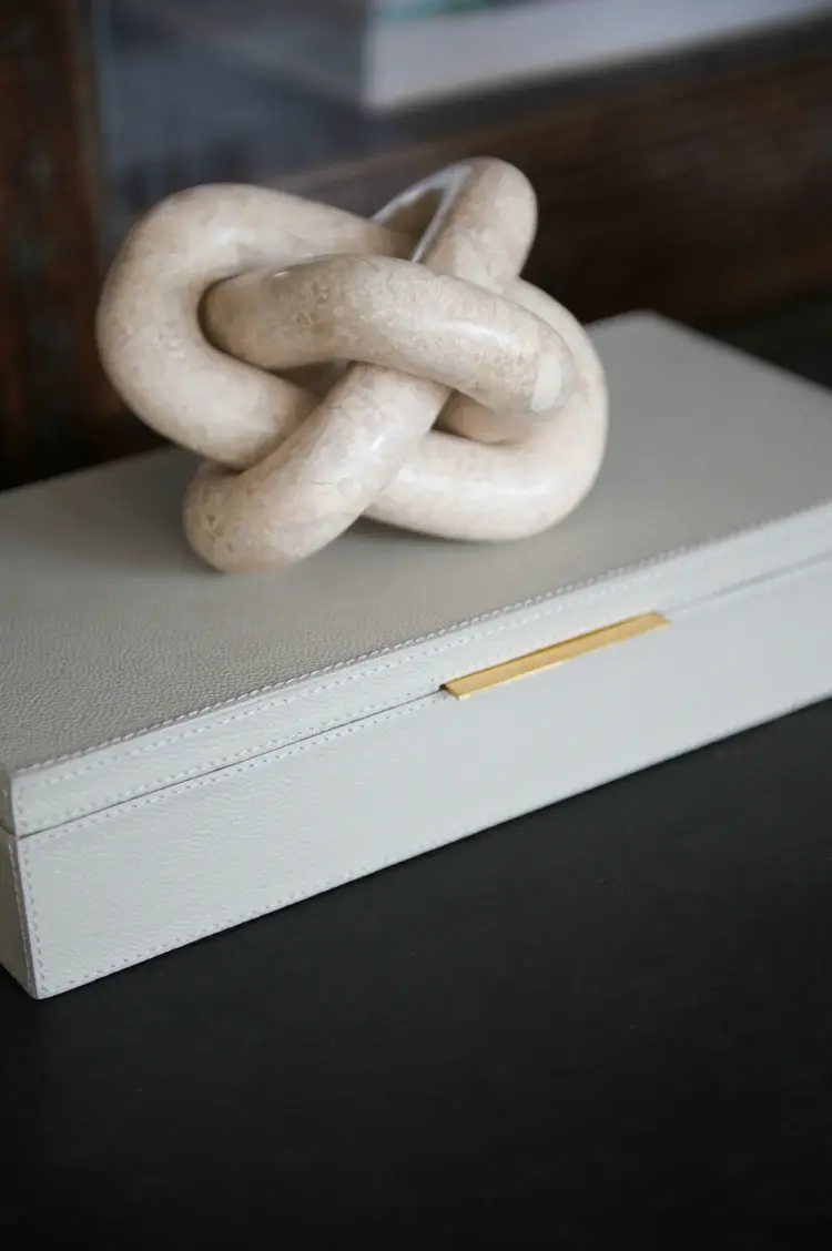 Ralston Leather Box in Light Grey