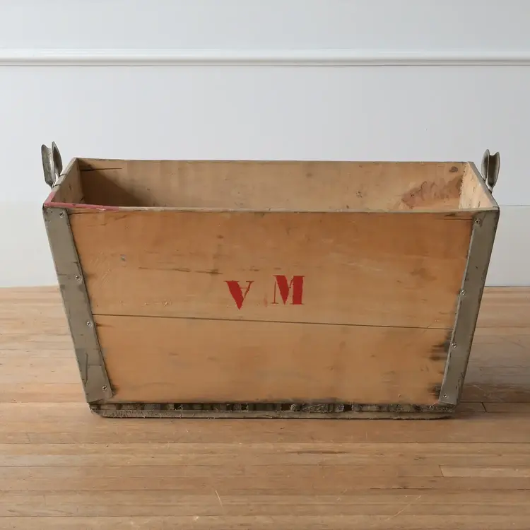 Vintage French Champagne Crate – 20th Century Wooden Crate Décor