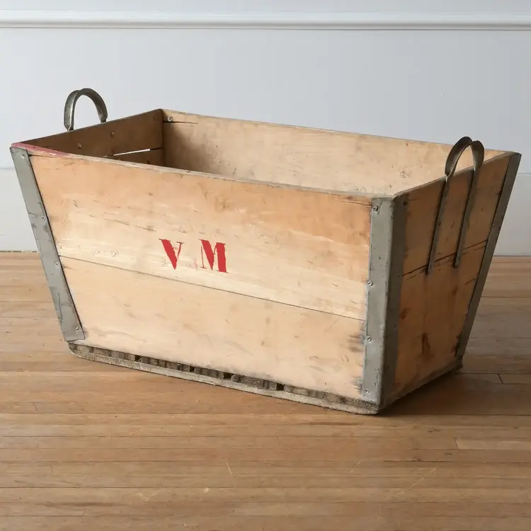 Vintage French Champagne Crate – 20th Century Wooden Crate Décor
