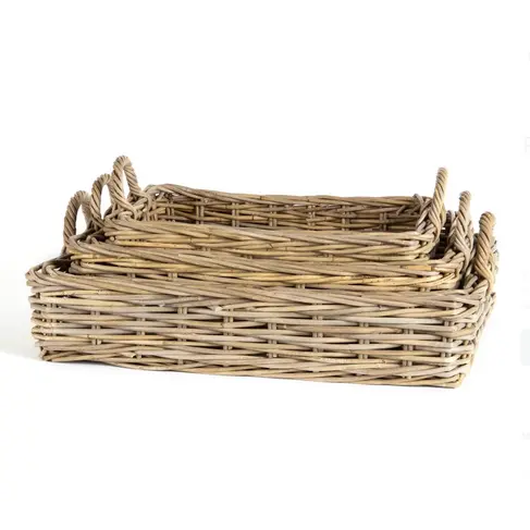 Rectangular Grey Rattan Tray